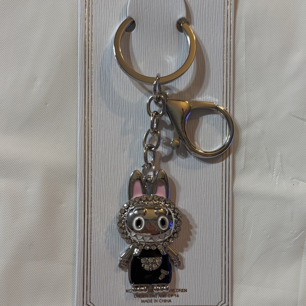Labubu Silver and Black Keychain/Bag Charm
